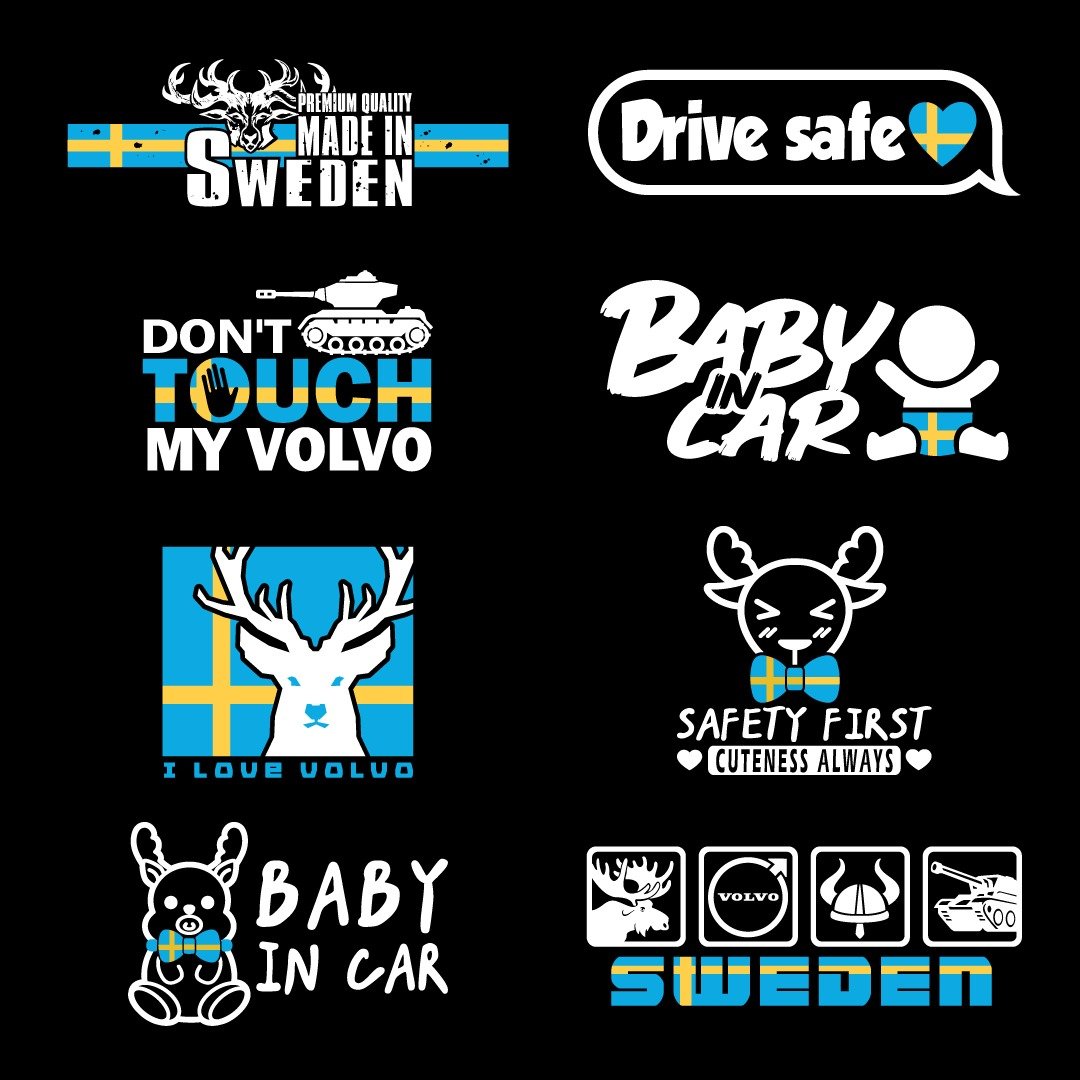 VOLVO SAAB V40 V60 XC40 XC60 XC90 S60 瑞典国旗 车贴 反光贴纸 - 贴纸 - 防水材质 