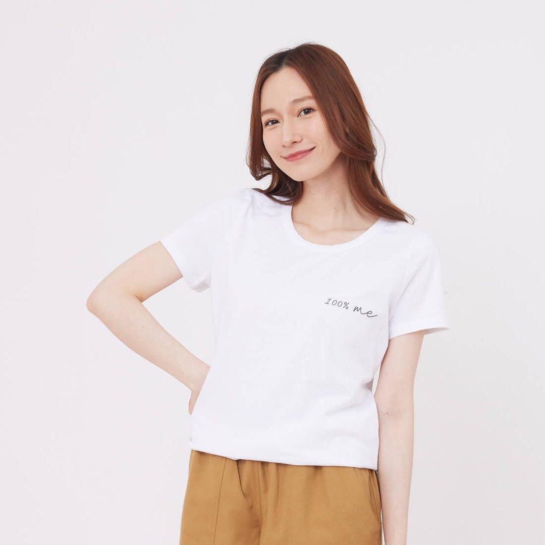 100% me 短袖 蜜桃棉 女T 白色 - 女装 T 恤 - 棉 白色