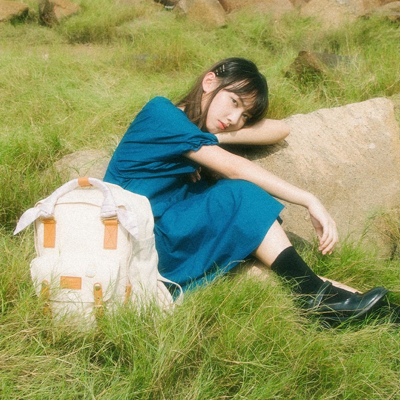 【DOUGHNUT】14寸 防泼水 后背包 马卡龙 水壶格 书包-烟霞 GC - 后背包/双肩包 - 尼龙 白色