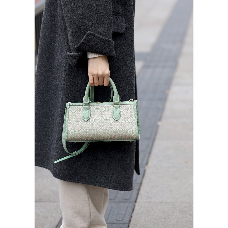 全手缝真皮牛皮斜挎包handmade小托特手拎包手提包斜挎包绿定胜 - 手提包/手提袋 - 真皮 绿色