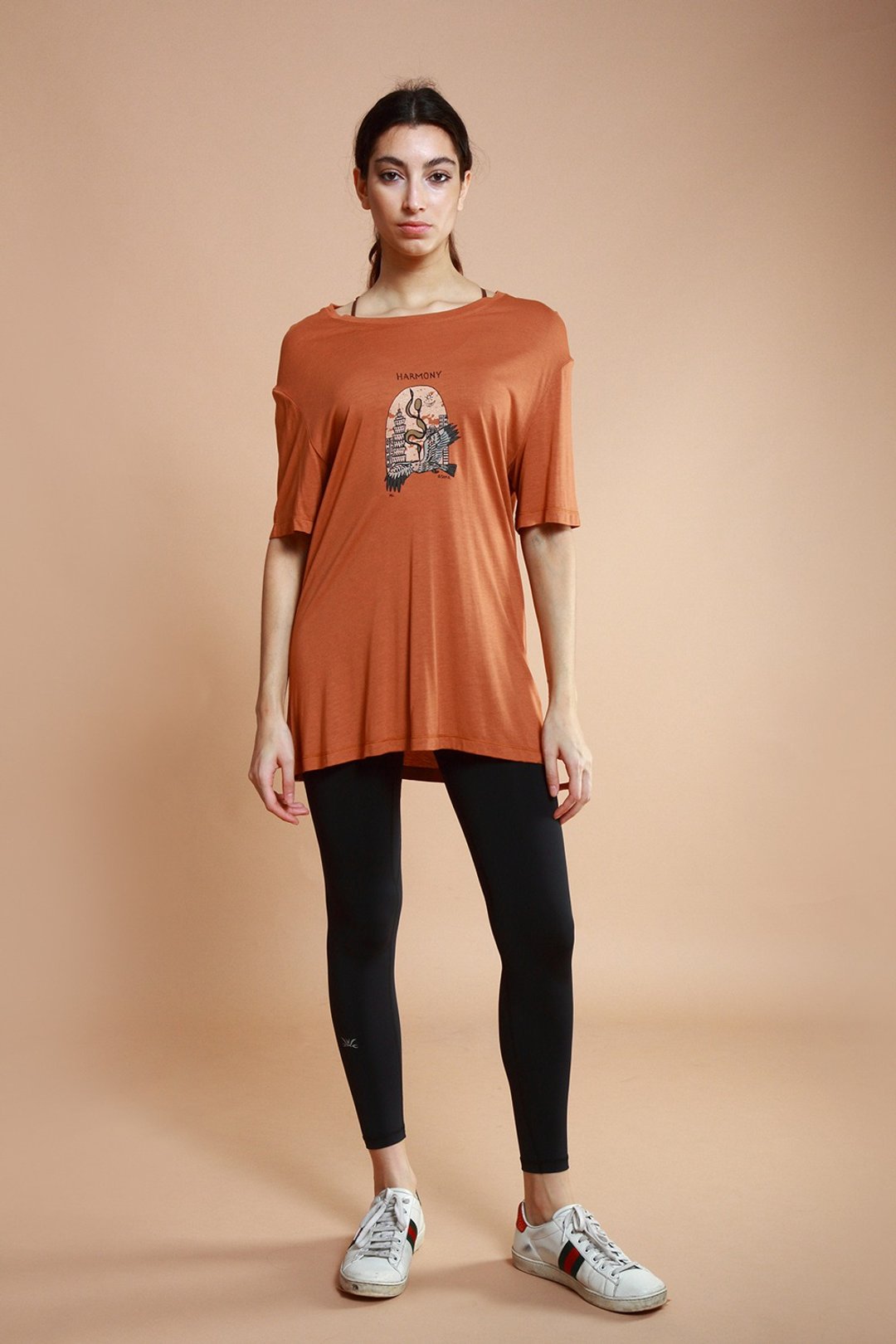 asana eco 生态意识系列-laid back 宽松tshirt-砖橘-老鹰 - 女装 T 恤 - 聚酯纤维 橘色