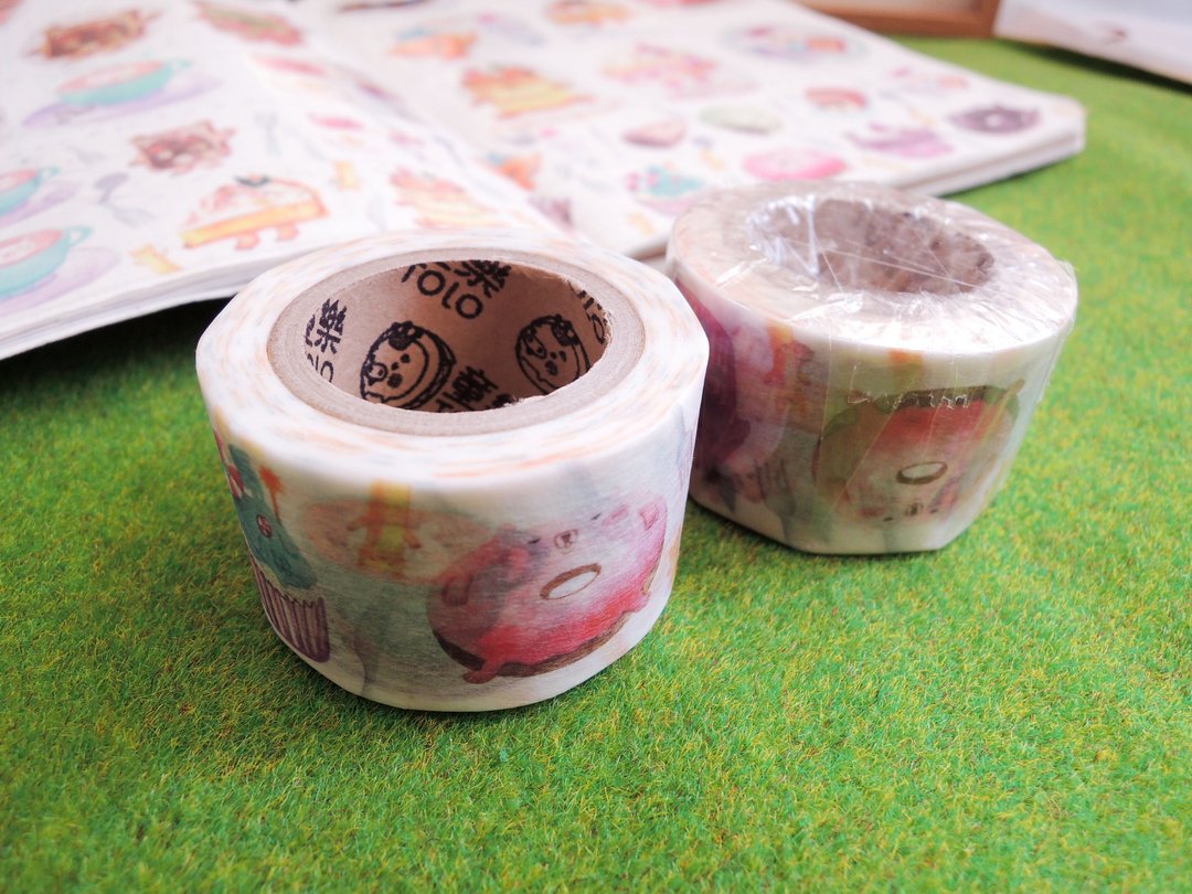 拉筋甜品纸胶带 - 纸胶带 - 纸 多色
