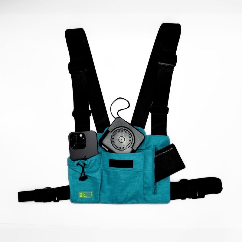 【宝特瓶纱】台湾制防泼水多功能工装背心包-气泡蓝 - 相机包/相机袋 - 聚酯纤维 蓝色