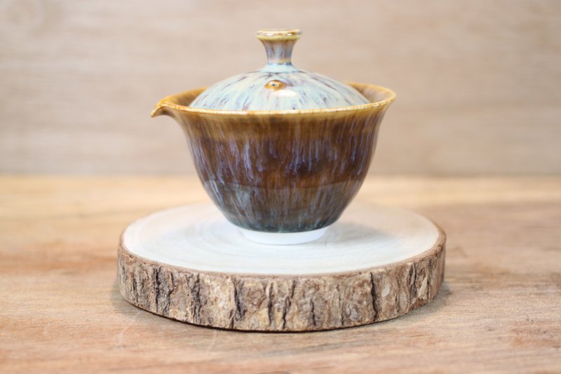 【送礼好物】冬恋 天目釉 盖碗 盖杯 莺歌名家叶敏祥作品 - 茶具/茶杯 - 瓷 