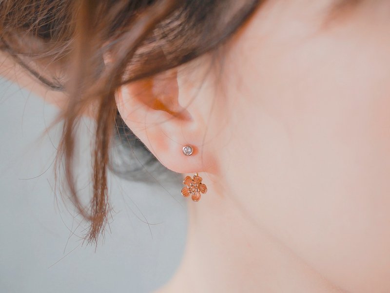 低语桔梗花 - 玫瑰金色 * 耳环 - 耳环/耳夹 - 铜/黄铜 金色