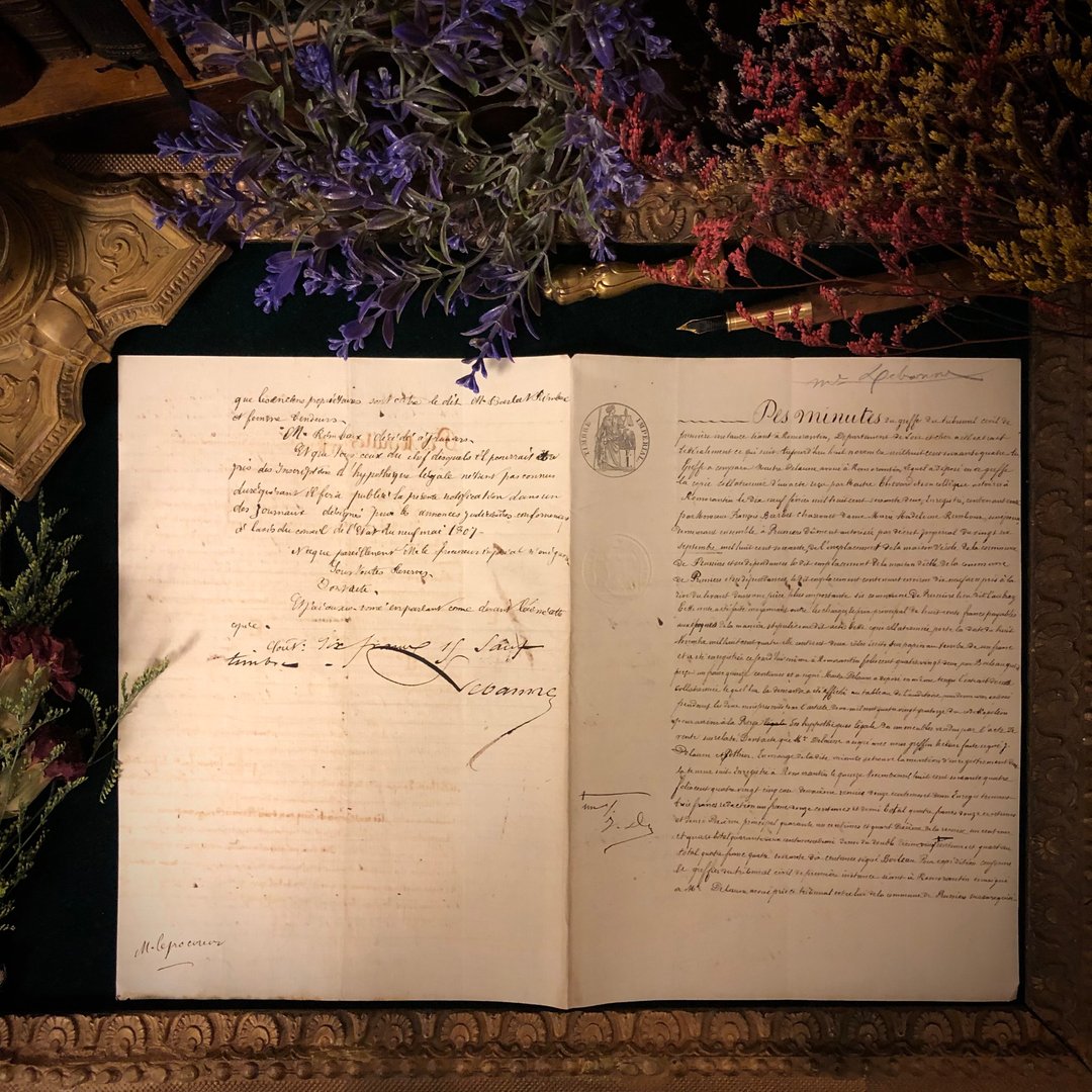 法国百年拿破仑三世时期印花税纸古董文件1864 - 其他 - 纸 白色