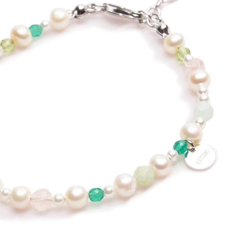 圣诞礼盒-松绿珍珠手链 Turquoise Fresh Water Pearl Bracelet - 手链/手环 - 珍珠 金色
