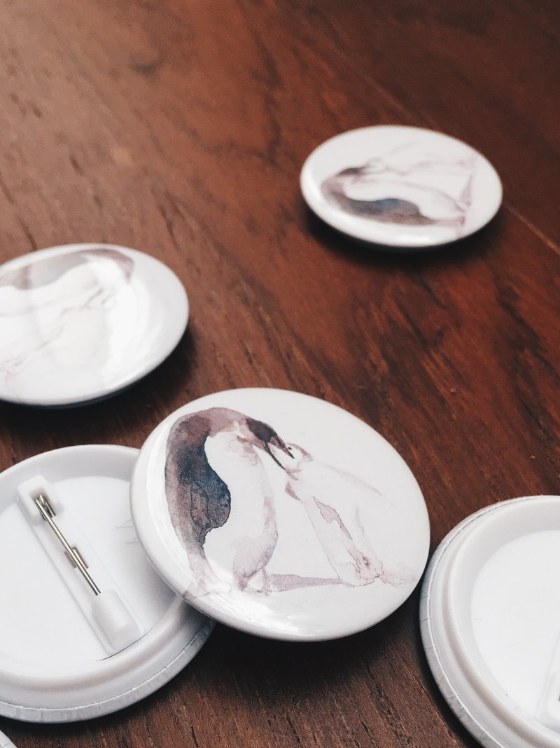 水彩企鹅_4*4 圆形 徽章 别针 - 徽章/别针 - 其他材质 白色