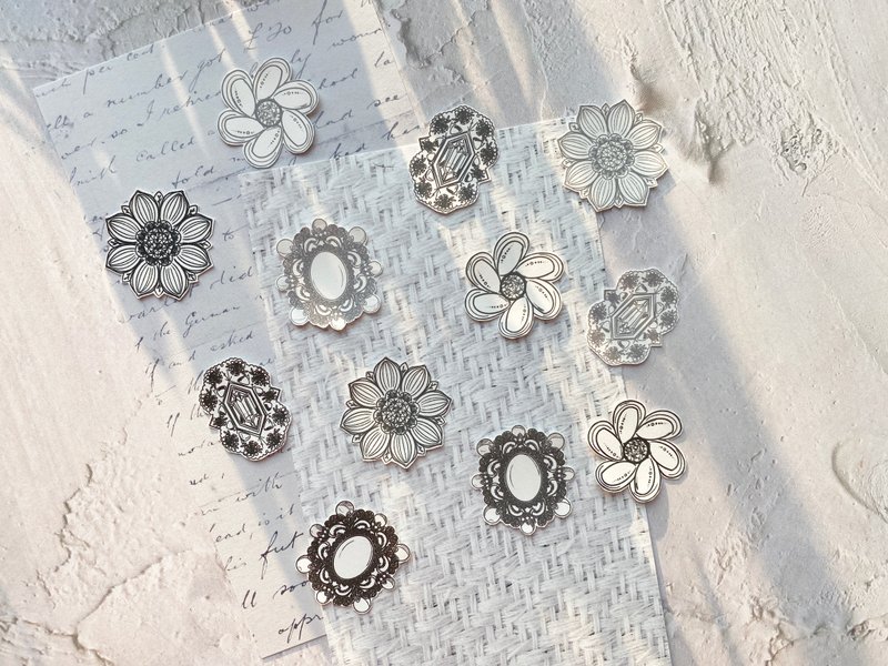 复古胸针邮票印章绘图标签纸包 - 卡片/明信片 - 纸 多色