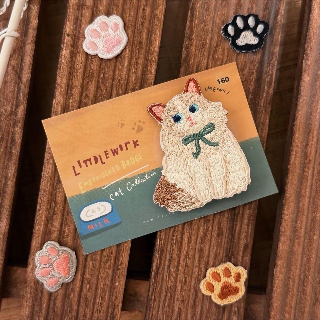 刺绣烫贴/别针 | 猫咪 - 公主布偶猫 | Littdlework - 徽章/别针 - 绣线 多色