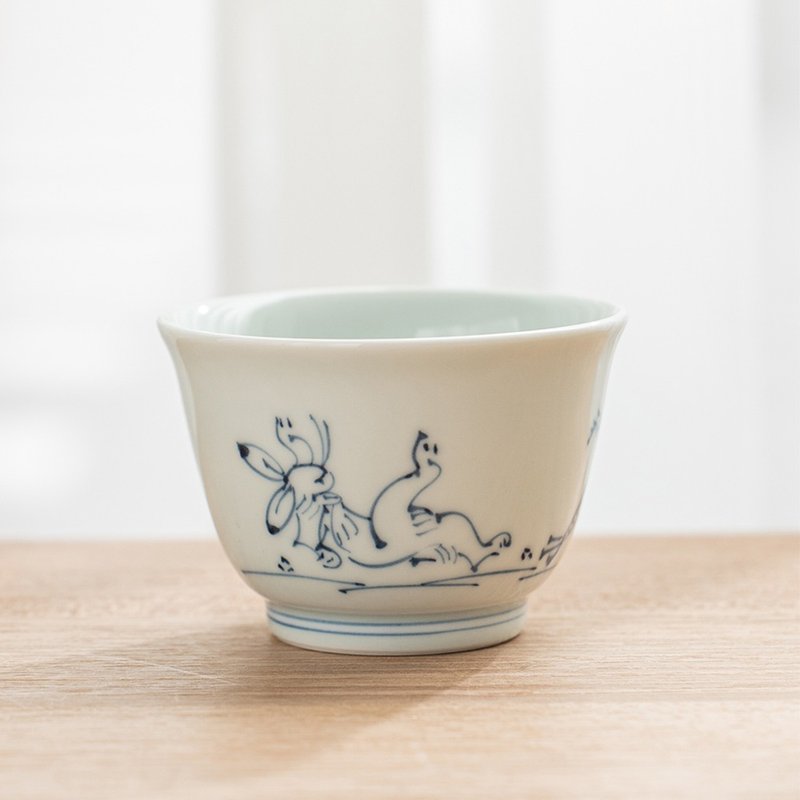 高山寺鸟兽戏 仙茶杯 /洸琳窑 - 茶具/茶杯 - 瓷 白色