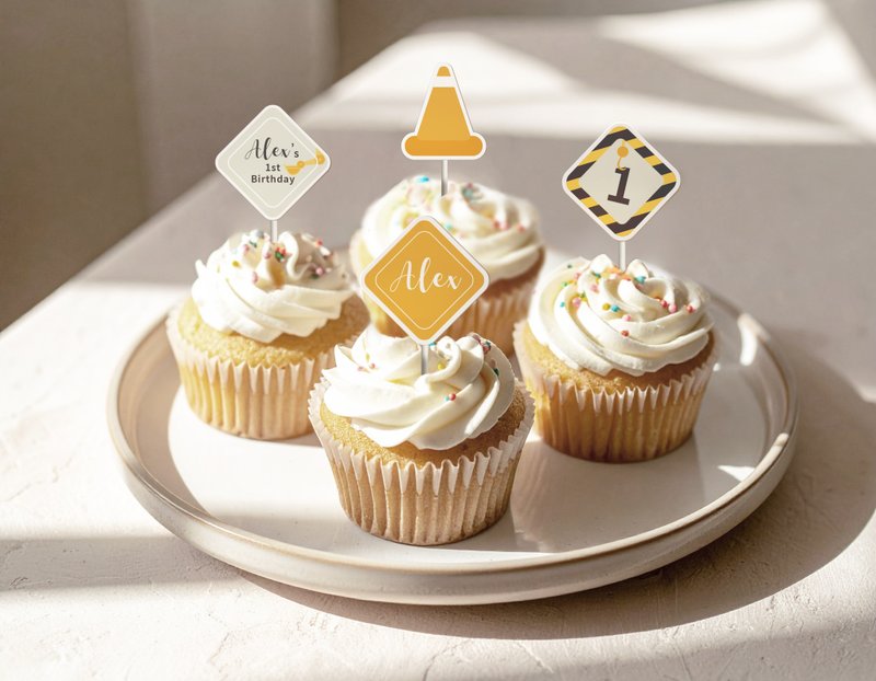 【定制】工程车出动蛋糕插卡 | 派对 | 生日 | 纪念日 |布置 - 其他 - 其他材质 多色