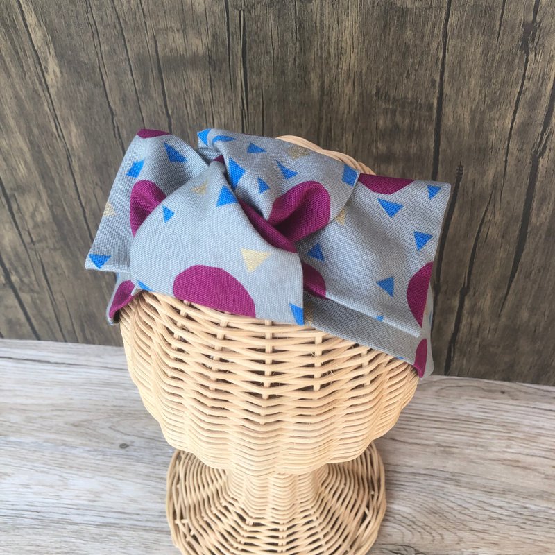 点点蝴蝶结发带/リボンヘアバンド - 发带/发箍 - 棉．麻 紫色