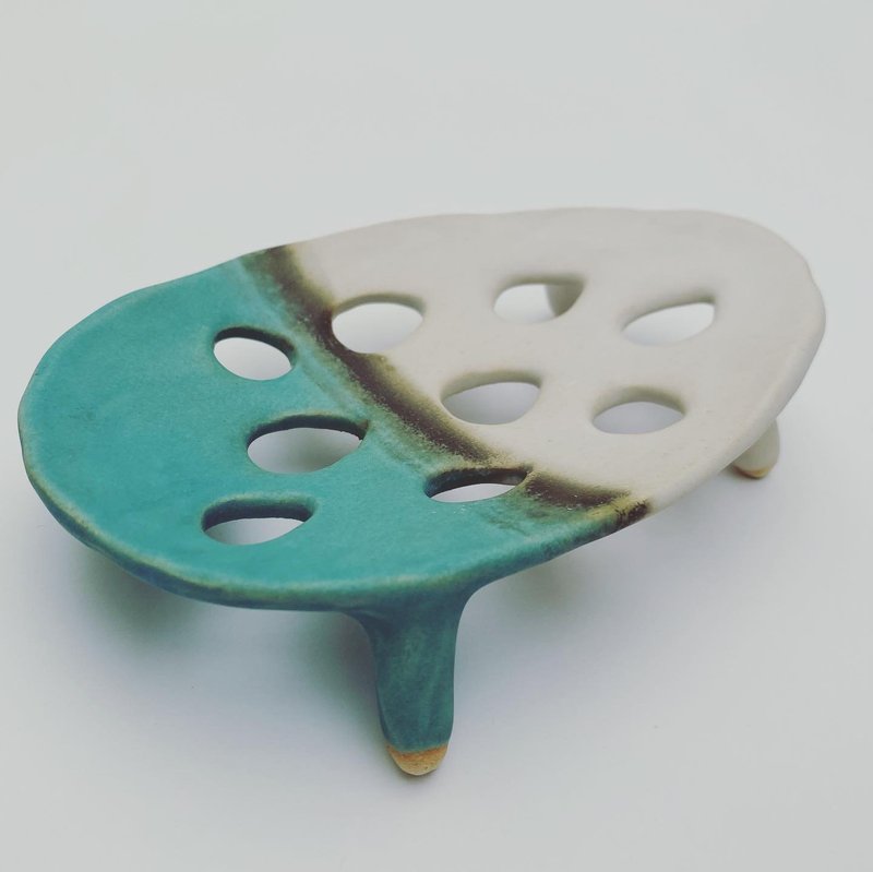 手工皂盘-大水滴-白雪/绿松石 - 花瓶/陶器 - 瓷 