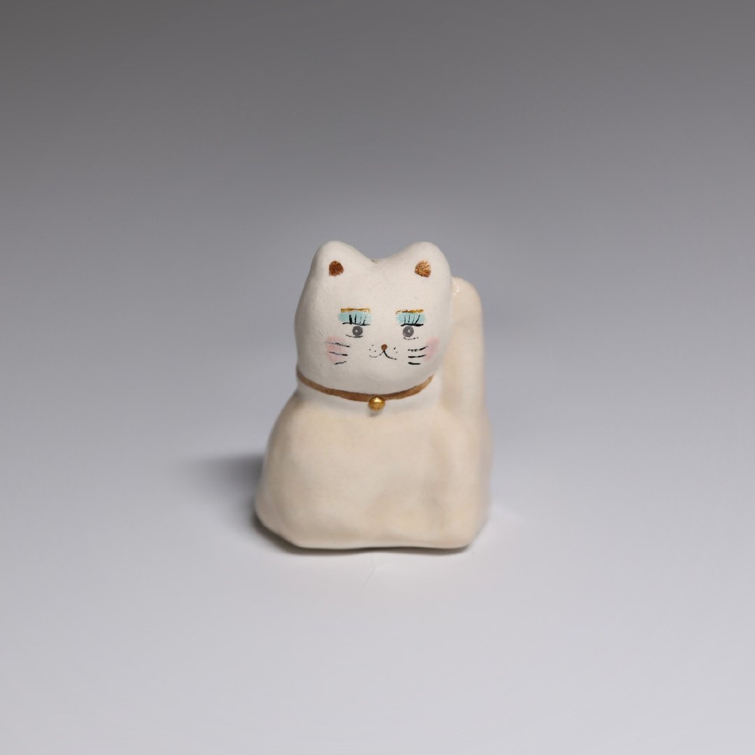 街头开运招财猫-涂粉淑女 - 摆饰 - 陶 白色
