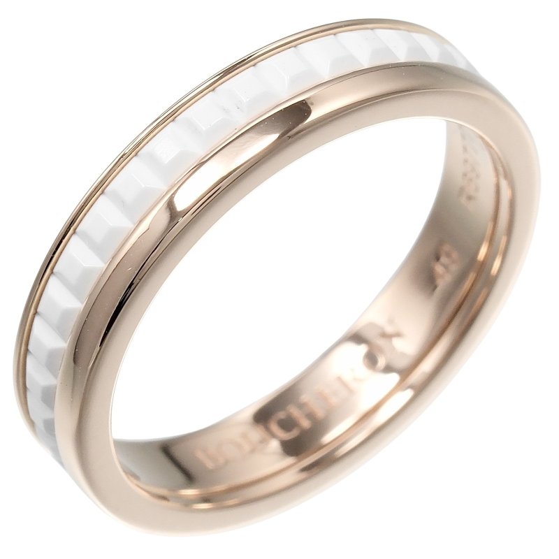 【日本直送】宝诗龙 Boucheron Quatre Éclat Éclat 戒指 8.5号 K18PG 玫瑰金 白色陶瓷 约2.98g【二手品】 - 戒指 - 贵金属 金色