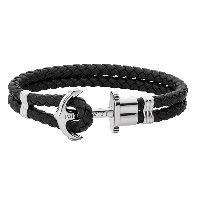 Paul Hewitt Anchor Bracelet PHREP Sliver PH-PH-L-S-B - 手链/手环 - 真皮 黑色