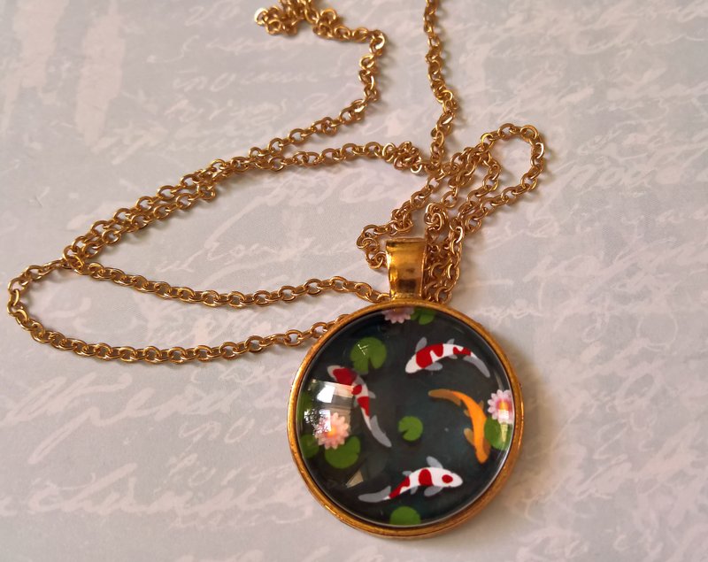 Necklace Koi Fish Pendant Three fish in the water Handmade Jewelry Tui and La - 项链 - 其他金属 