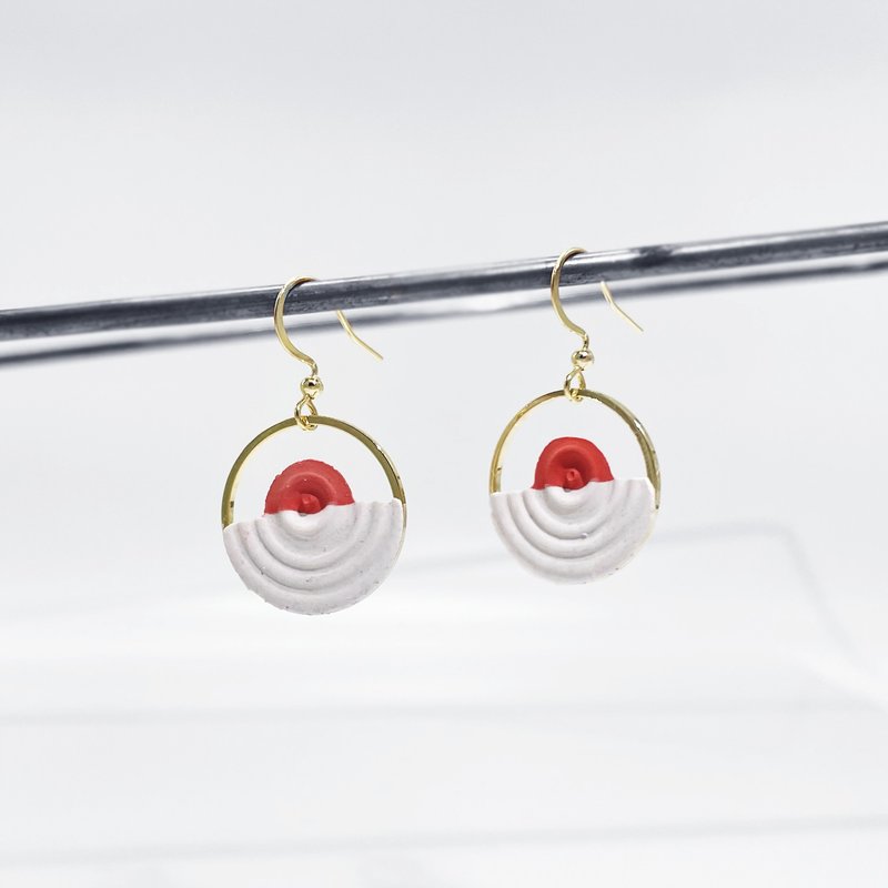 窗外风景系列-日出垂吊水泥耳环(生日礼物/情人礼物 - 耳环/耳夹 - 水泥 金色