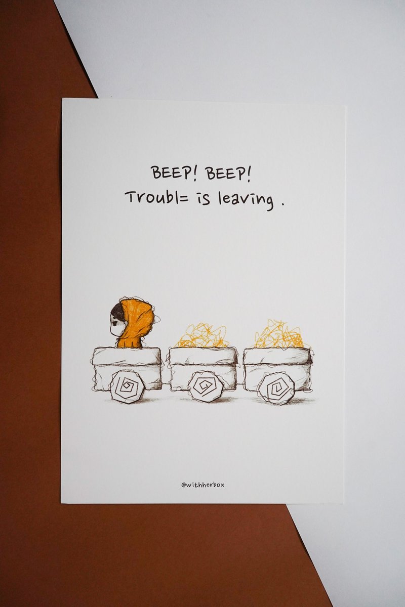 Murmurboo - Poster (Beep! Beep! Trouble is leaving ) - 卡片/明信片 - 纸 橘色