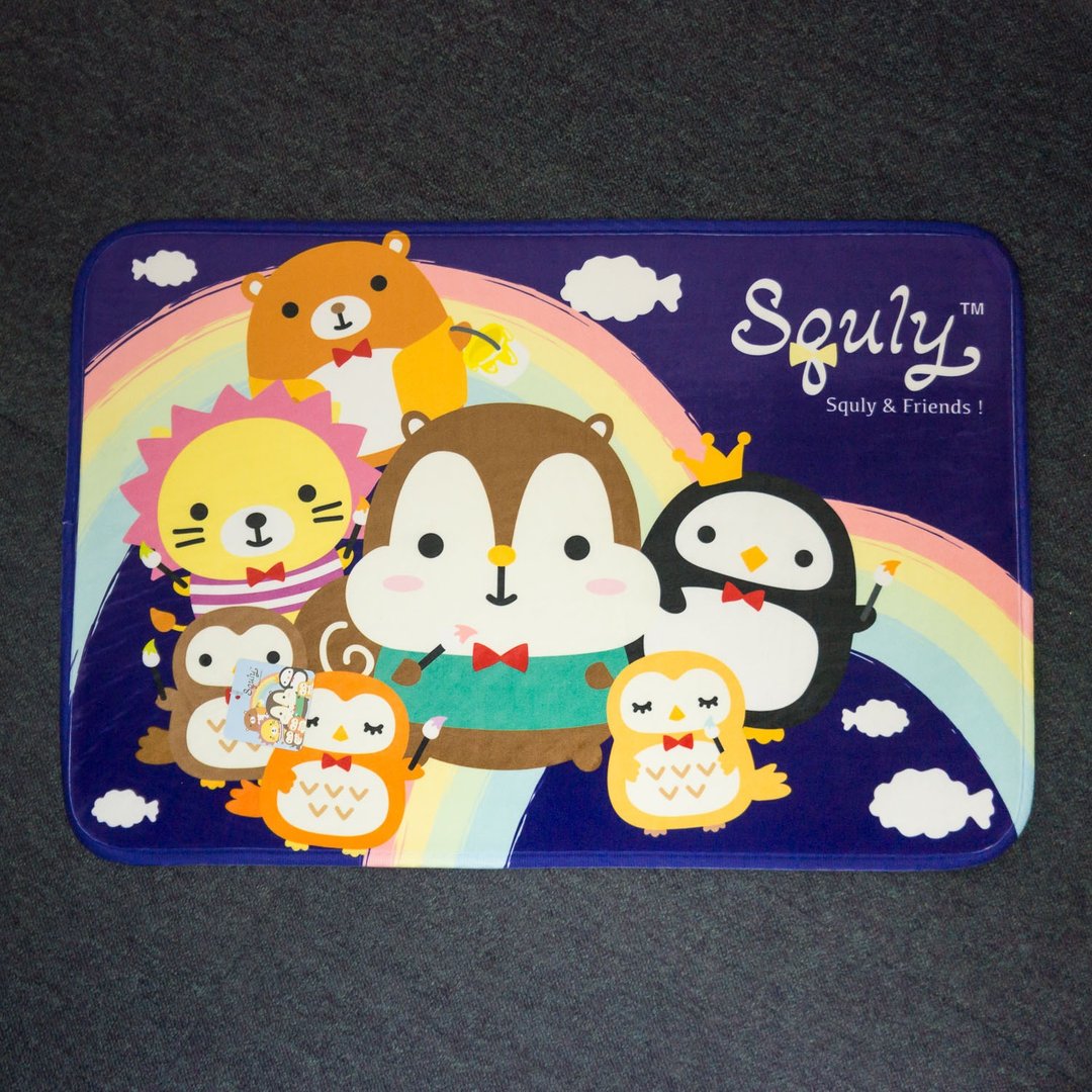 可爱 Squly & Friends 地垫 (油彩虹-蓝底) - G007SQH - 其他 - 聚酯纤维 蓝色