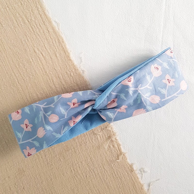 风中奇缘 韩国布 清新 交叉发带/发饰 - 发带/发箍 - 棉．麻 蓝色