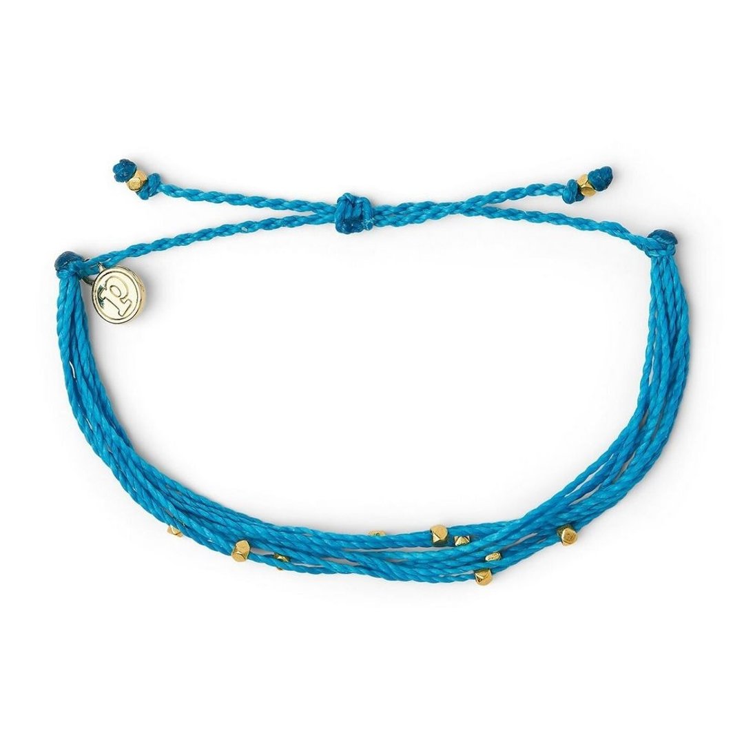 Pura Vida 美国手工 金色Malibu串珠 霓虹蓝色手环 - 手链/手环 - 防水材质 蓝色