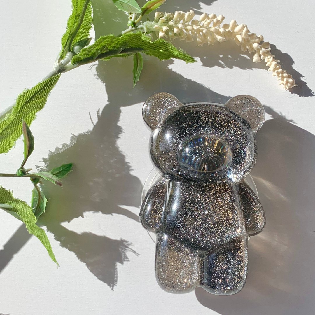 Black lame bear smartphone grip - 其他 - 树脂 黑色