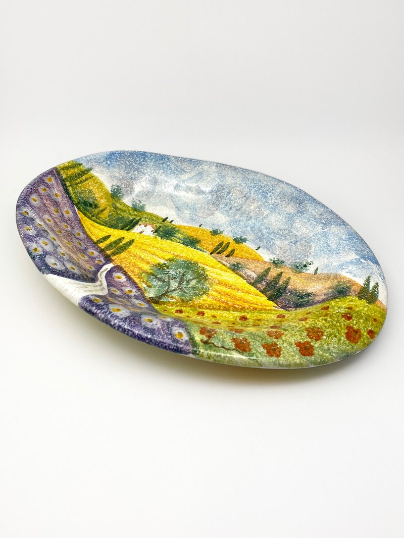 意大利手工陶-NS曙光 餐盘 31x22cm - 盘子/餐盘/盘架 - 陶 蓝色