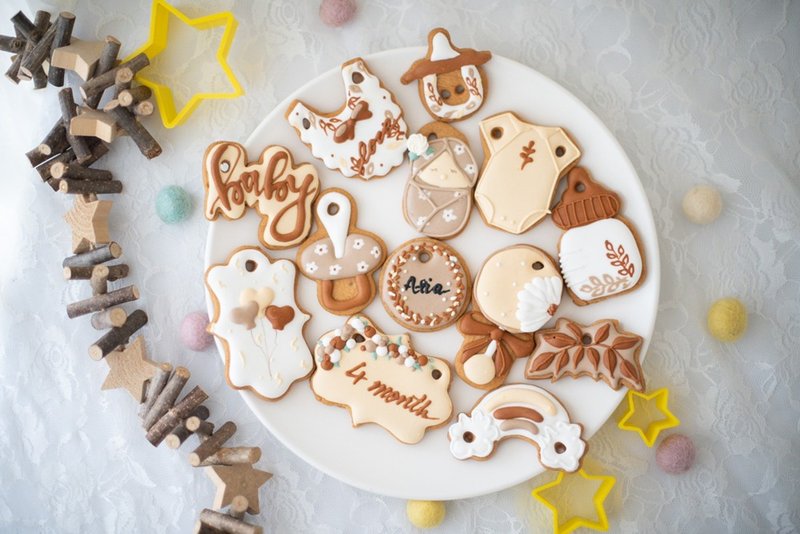 奶茶色 宝宝  收涎饼干 糖霜饼干 - 手工饼干 - 新鲜食材 卡其色