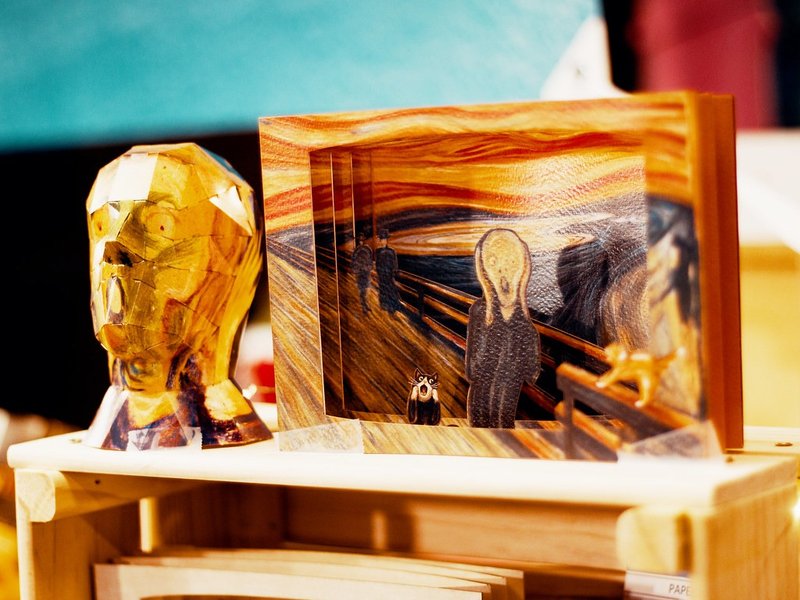 【MINI LIFE x Wizhead】立体名画卡片-睡莲和日本桥/星夜/呐喊 - 木工/竹艺/纸艺 - 纸 多色