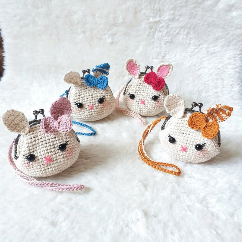 定制 兔子造型口金零钱包 - 零钱包 - 棉．麻 白色