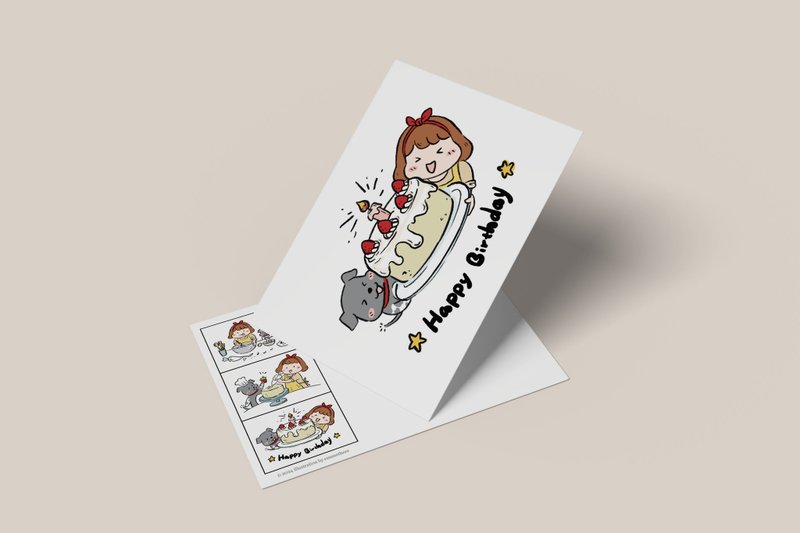 插画明信片 生日快乐 - 卡片/明信片 - 纸 白色