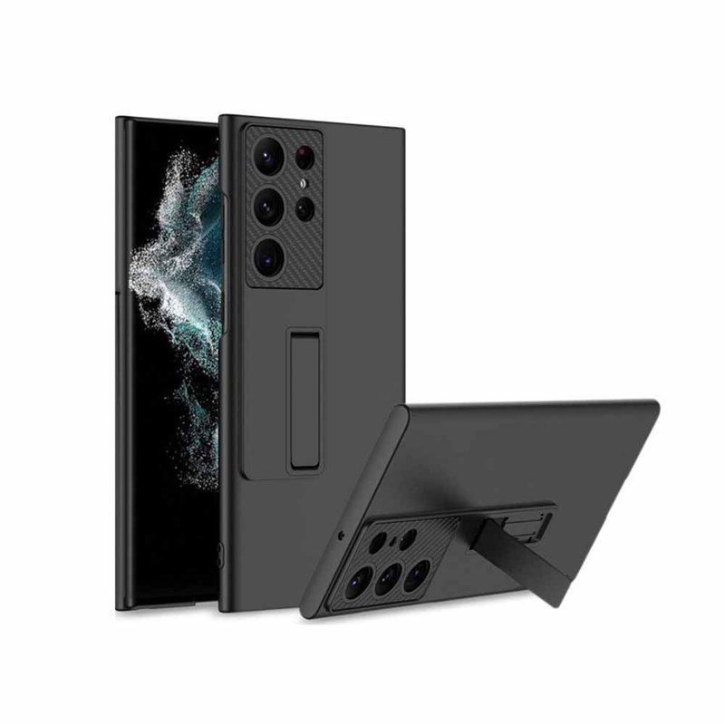 CASE SHOP Samsung S23 Ultra 支架站立保护壳-黑 - 手机壳/手机套 - 人造皮革 黑色