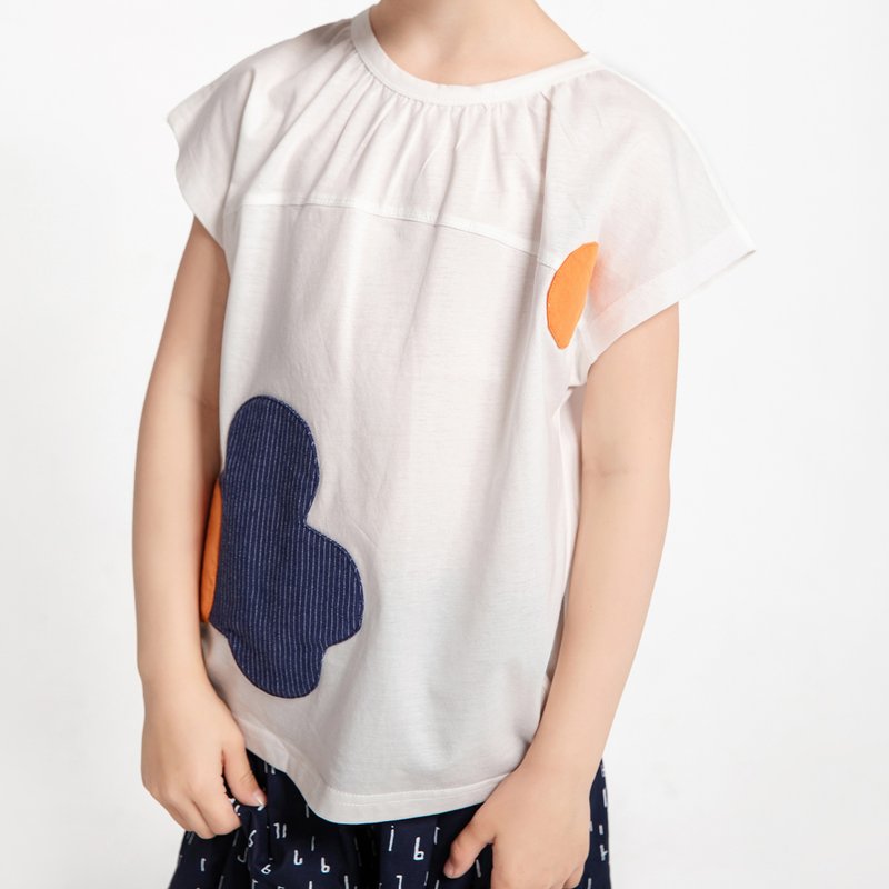 【出清优惠】简约风格撞色棉T - 童装上衣 - 棉．麻 白色