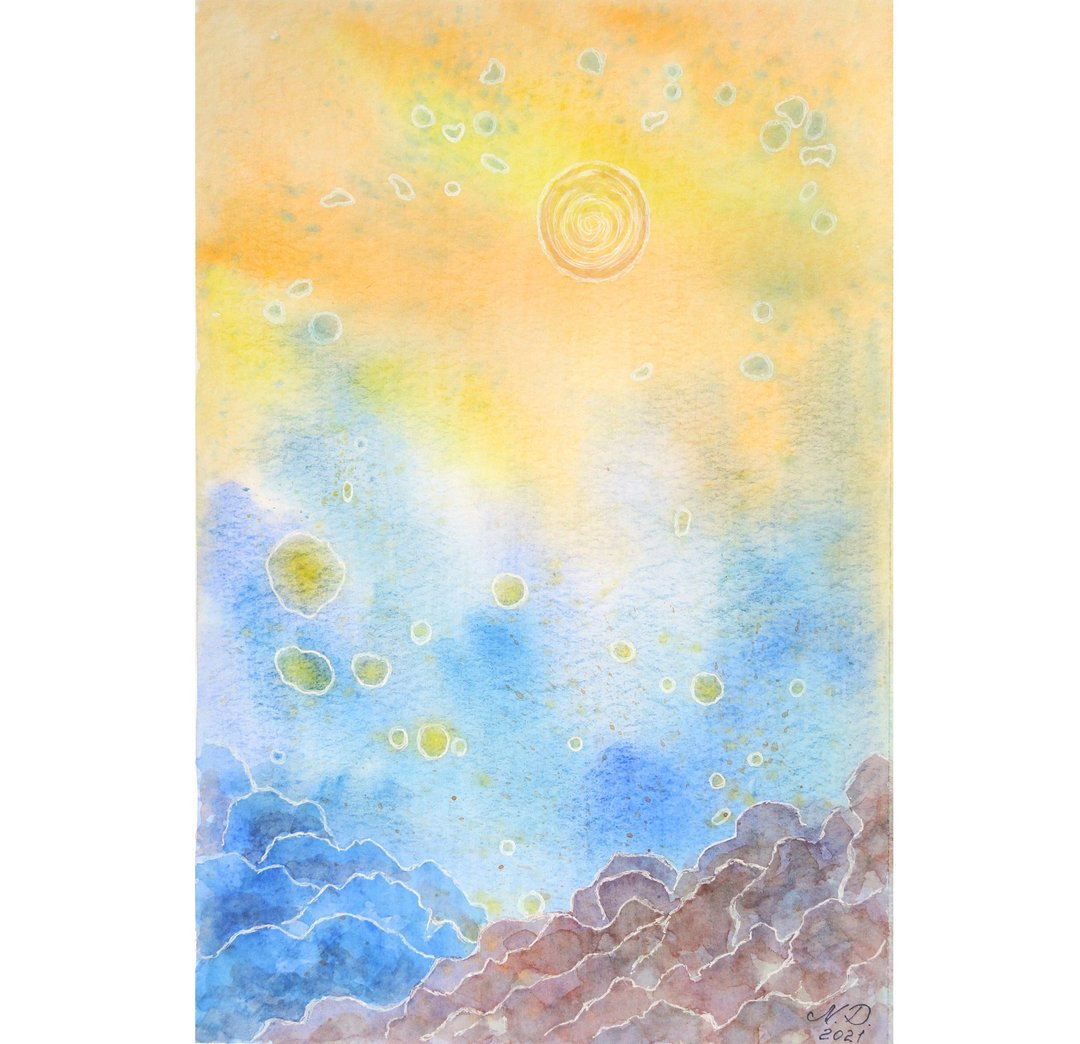 西藏绘画迷雾山脉艺术原创艺术香巴拉山水画 - 海报/装饰画/版画 - 纸 多色