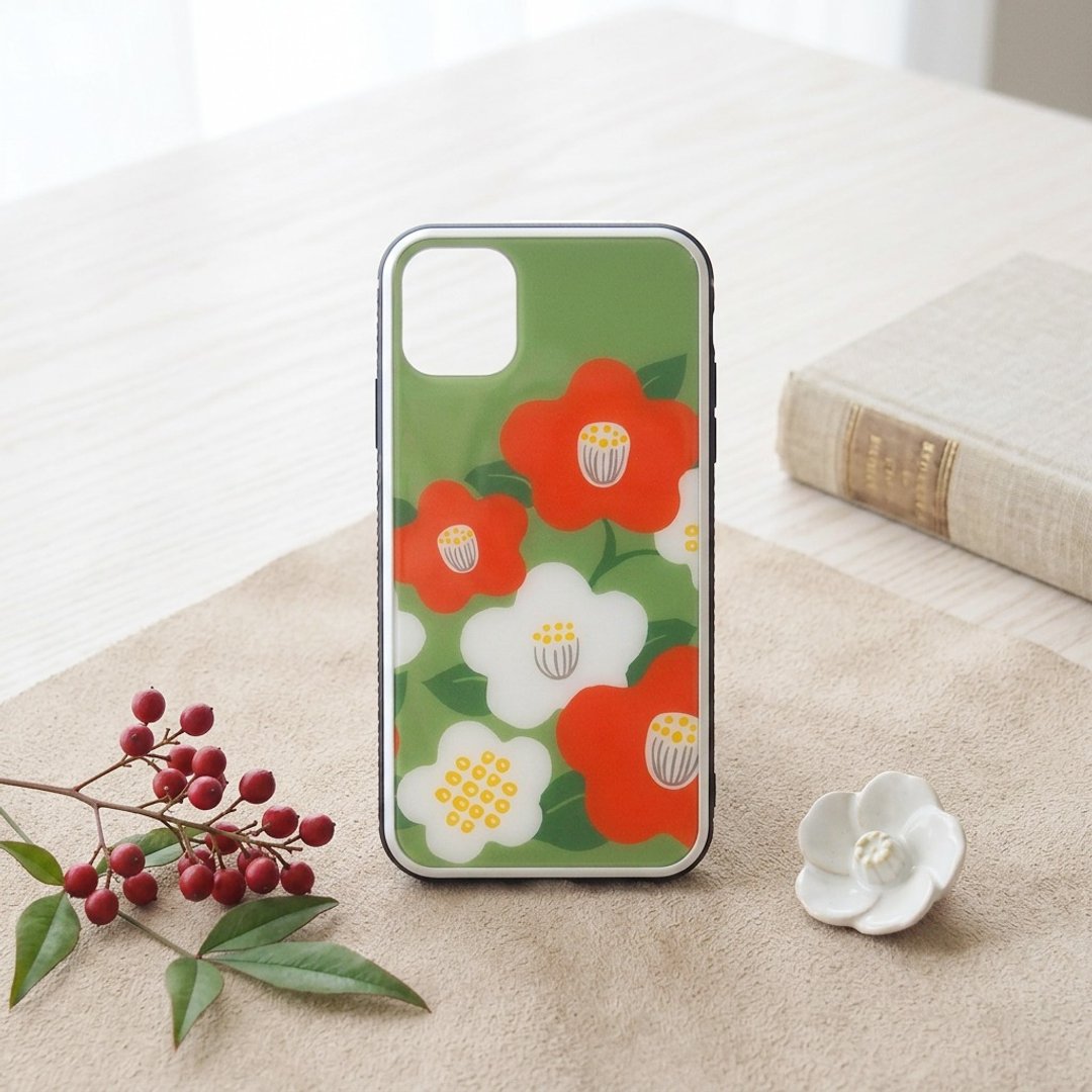【强化玻璃 iPhone 保护壳】日式现代风椿花 - 手机壳/手机套 - 塑料 绿色