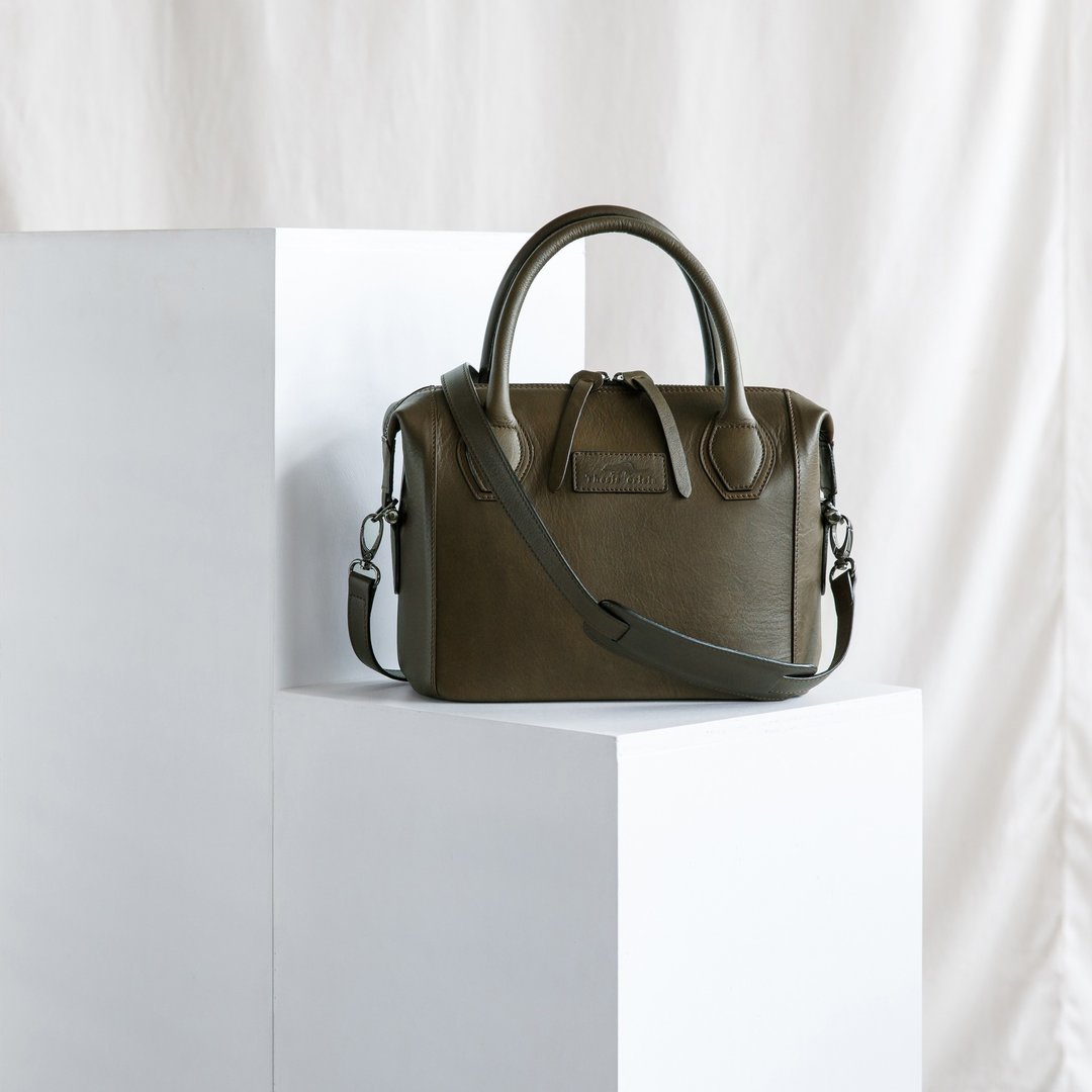LAUREL - WOMAN LEATHER HANDBAG-OLIVE GREEN - 手拿包 - 真皮 绿色