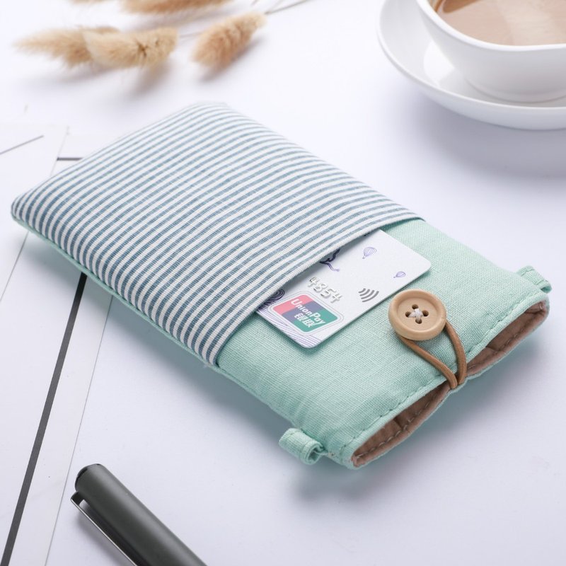 原创客制iPhone/手机包/手机套 / 单肩/斜背/脖挂 可客制任何尺寸 - 手机壳/手机套 - 棉．麻 蓝色