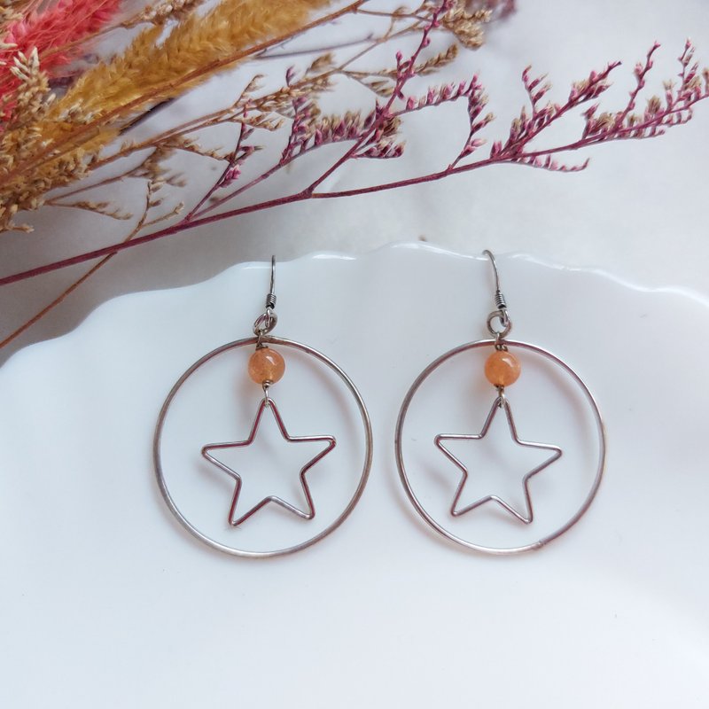 s925纯银 太阳石耳环 | 手作定制 手链 项链 耳饰 饰品 - 耳环/耳夹 - 水晶 