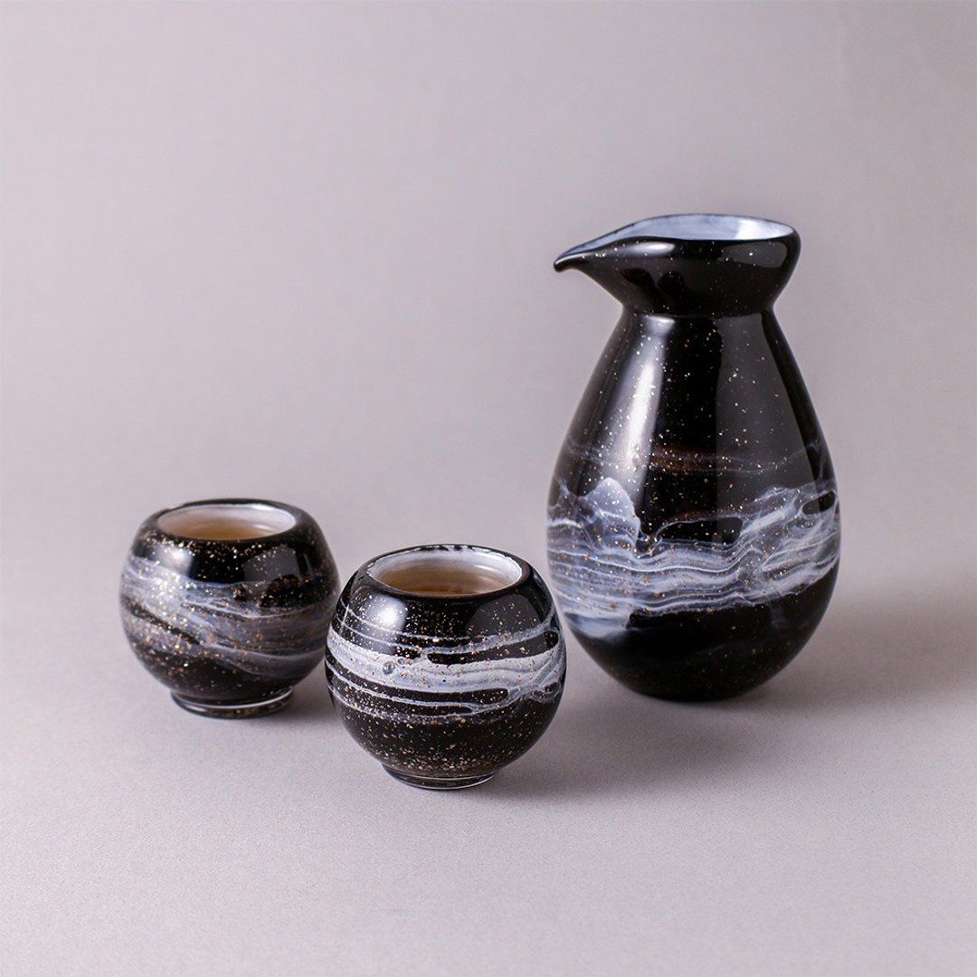 潮水洄澜 | 琉璃壶杯组 - 茶具/茶杯 - 玻璃 黑色