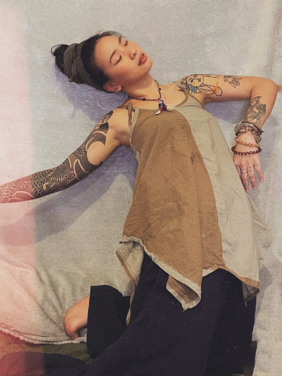 手工制衣－磊圭 不规规拼色背心 纯棉 多色定制 - 女装背心 - 棉 卡其色