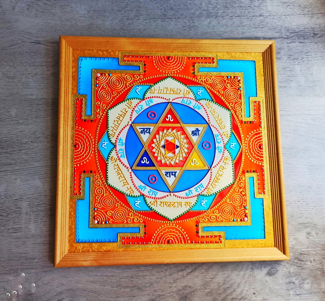 Sun Yantra Surya Mandala wall art瑜伽装饰冥想灵性绘画 - 墙贴/壁贴 - 玻璃 橘色