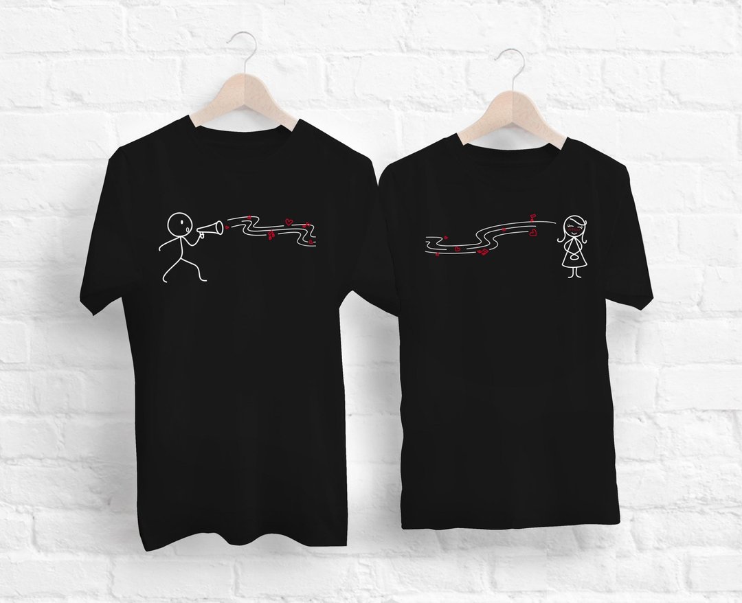 Love song black T-shirt - 中性连帽卫衣/T 恤 - 棉 