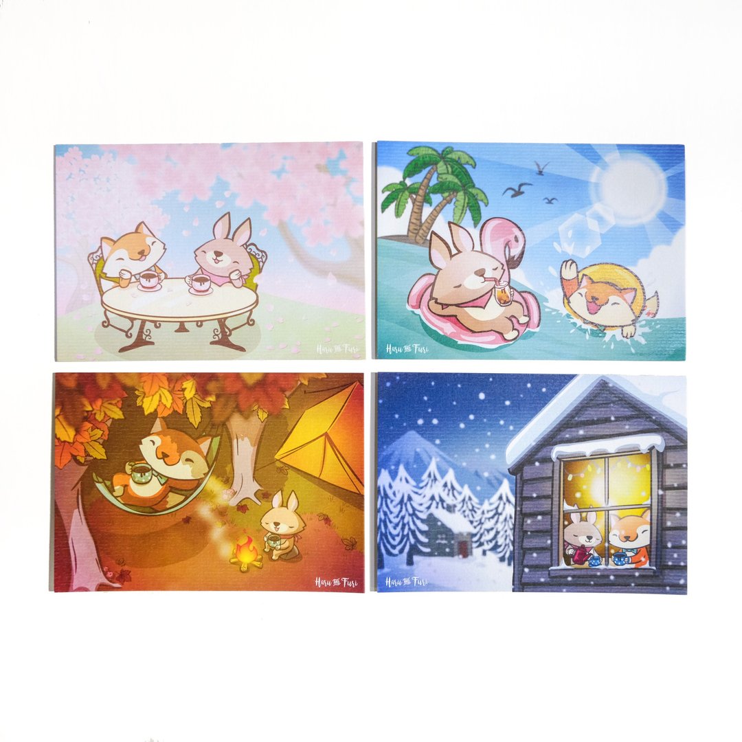明信片 / 春夏秋冬四季插画明信片 - 卡片/明信片 - 纸 