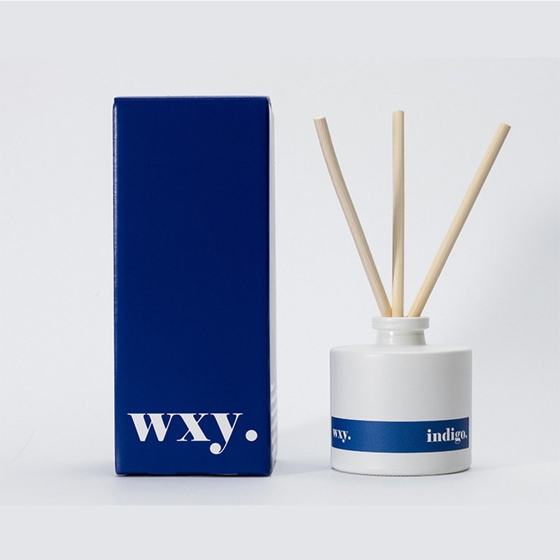 【微瑕疵/盒损】英国 wxy 经典扩香- indigo. 迷迭香 & 杜松 - 香薰/精油/线香 - 玻璃 蓝色
