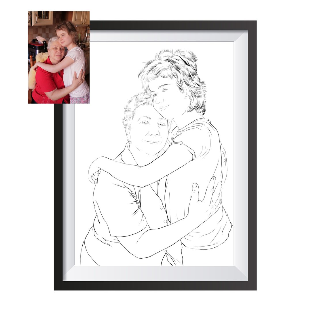 Digital downloadable customized portrait by artist Irina Zhunaeva - 电子手绘真人画像/绘画/插画 - 其他材质 