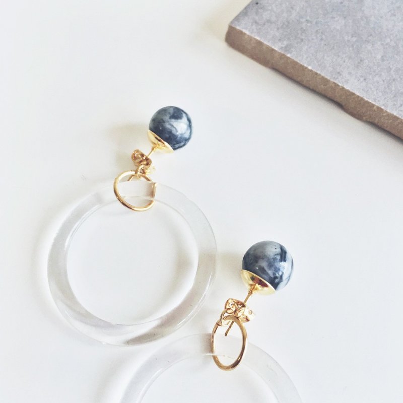 Marygo［透明圈圈紫星石］前后扣两用耳环 - 耳环/耳夹 - 石头 