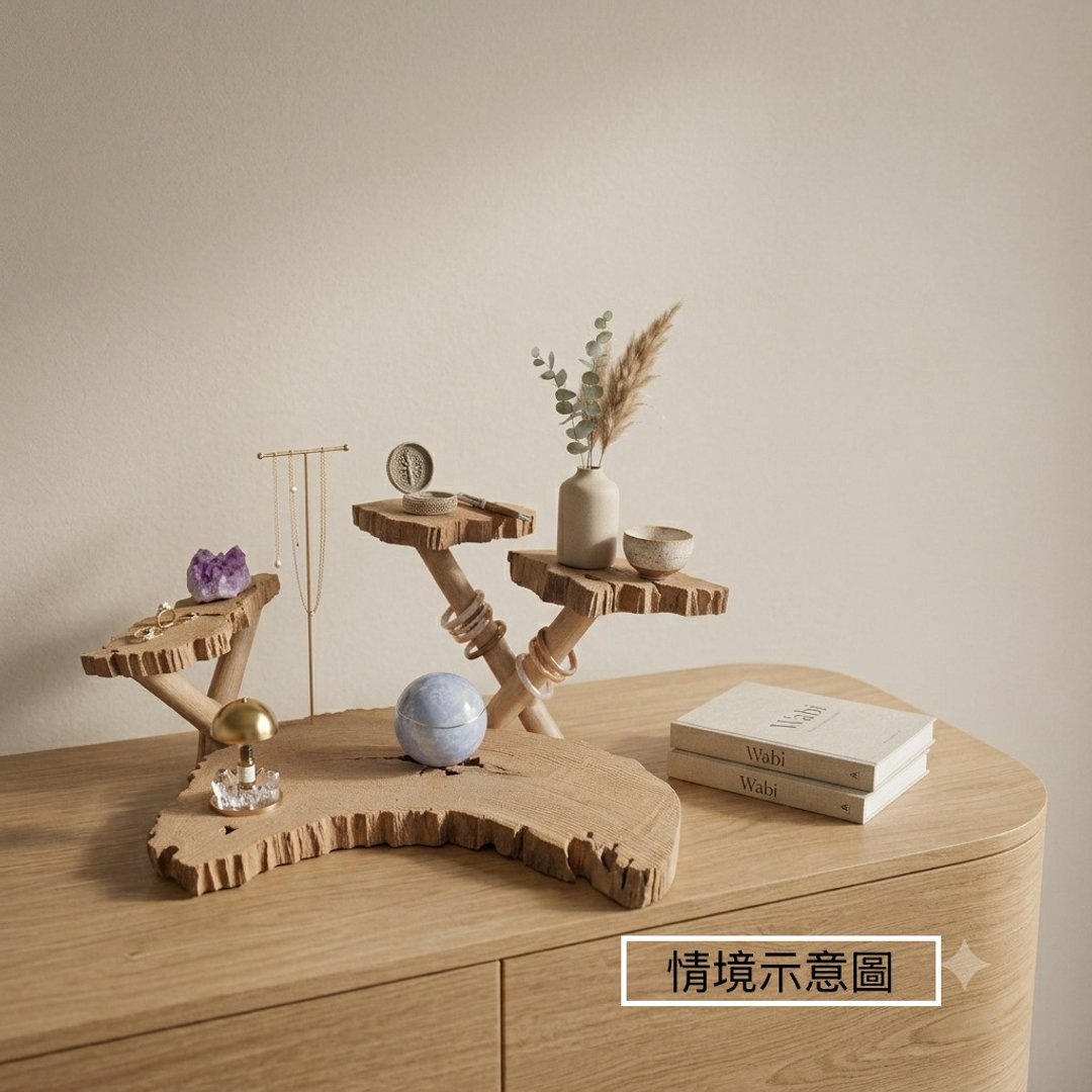 山岚层峰桧木展示架__自然木艺 × 精品收藏展示 - 置物架/篮子 - 木头 卡其色