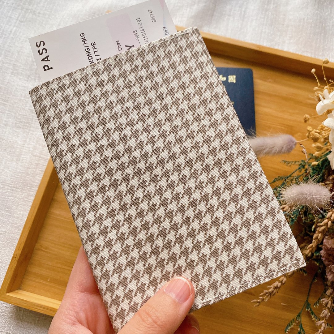 护照套 Passport Holder 护照夹 护照收纳 千鸟格灰色款 - 护照夹/护照套 - 棉 
